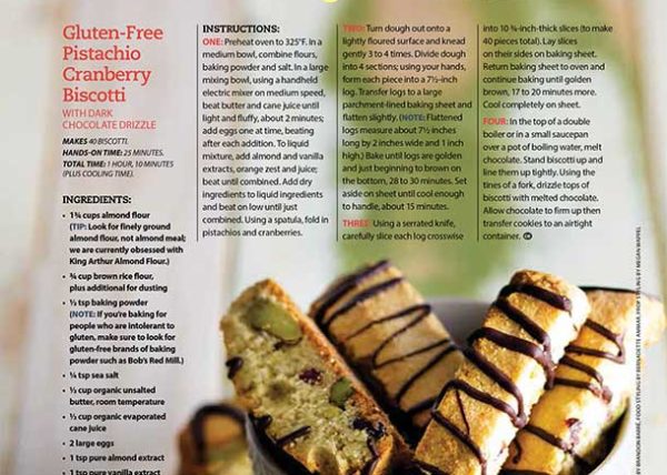 Gluten-Free Pistachio Biscotti recipe development food styling toronto stylist marianne wren Clean Eating Magazine
