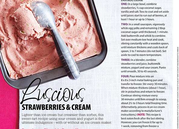 Strawberry Frozen Yogurt Toronto recipe developer Marianne Wren Clean Eating Magazine