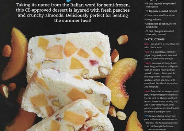 Peach Almond Semifreddo recipe development toronto stylist marianne wren Clean Eating Magazine