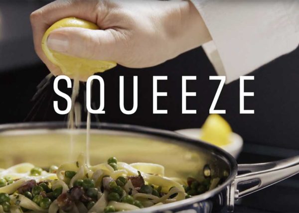 Pasta With Peas & Smokey Pancetta commercial styled by Toronto food stylist and recipe developer Marianne Wren